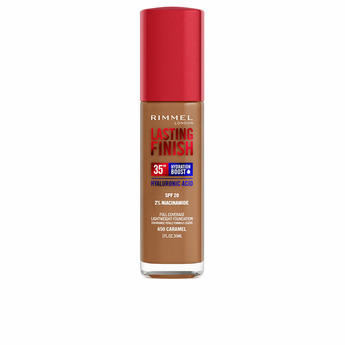 Base de Maquillaje Cremosa Rimmel London Lasting Finish Nº 450 Caramel Spf 20 30 ml