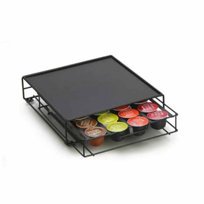 Organizador de Cápsulas de Café DKD Home Decor 28,7 x 32 x 7 cm Negro Metal