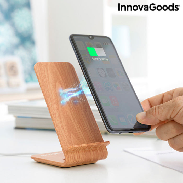 Wood Effect Wireless Charger with Stand InnovaGoods Qistan (Refurbished A)