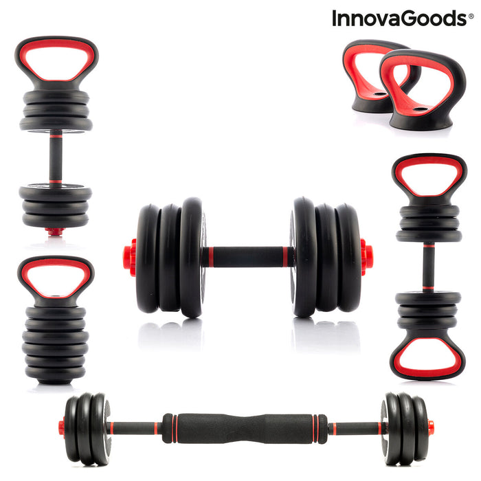 Ensemble de Poids Réglables 6 en 1 avec Guide d’Exercices Sixfit InnovaGoods DUMBBELLS Fer (Reconditionné B)