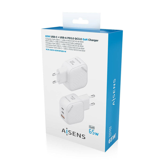 Chargeur mural Aisens ASCH-65W3P026-W Blanc 65 W (1 Unité)