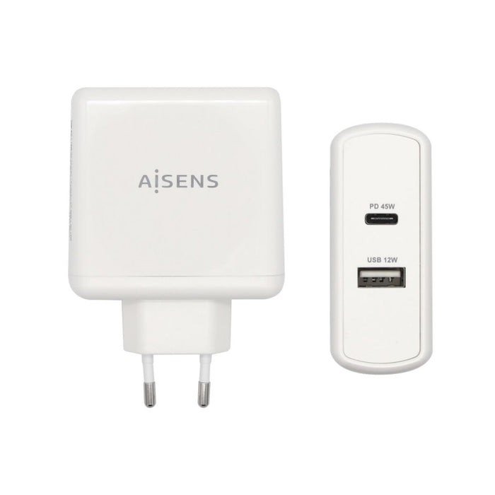 Cargador de Pared Aisens ASCH-2PD45A-W USB-C 57 W Blanco