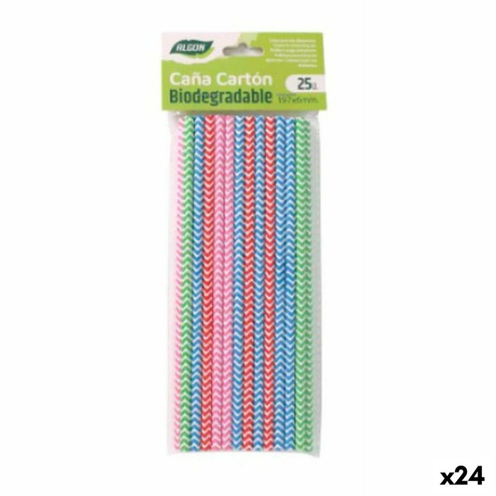 Pailles Algon Carton Multicouleur Rayures 25 Pièces 24 Unités