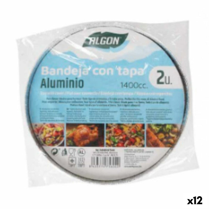 Bandeja con tapa Algon Redonda Aluminio 1,4 L 21 x 21 x 6,5 cm (12 Unidades)