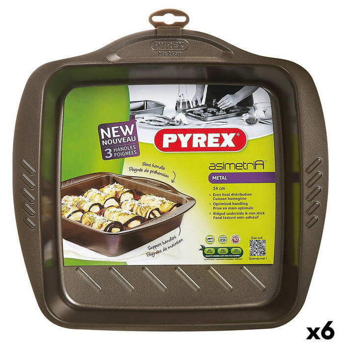 Molde para Horno Pyrex Asimetria Cuadrado Negro Metal 24 x 24 cm (6 Unidades)