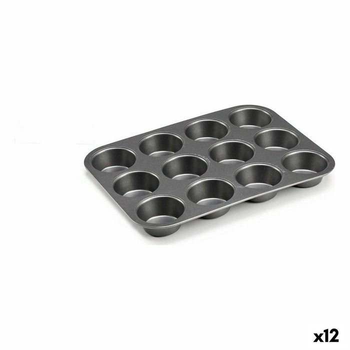 Molde para Repostería Gris oscuro Metal Acero al carbono 20 x 2 x 26 cm (12 Unidades)