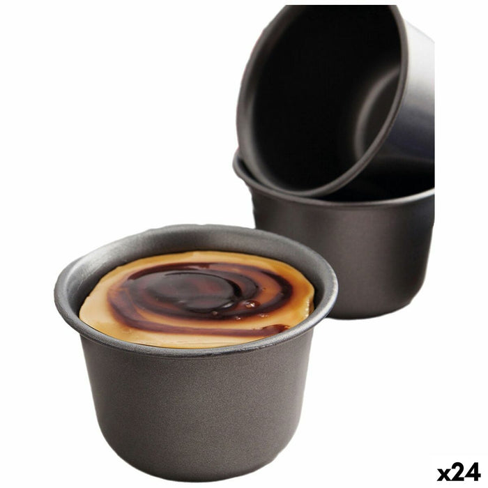 Molde para Flan Quid Sweet Grey Negro Metal 9,5 cm (24 Unidades)